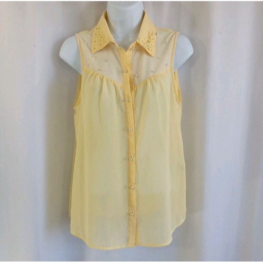 Papaya yellow sleeveless semisheer shirt romantic Coquette Soft Girl Whimsigoth